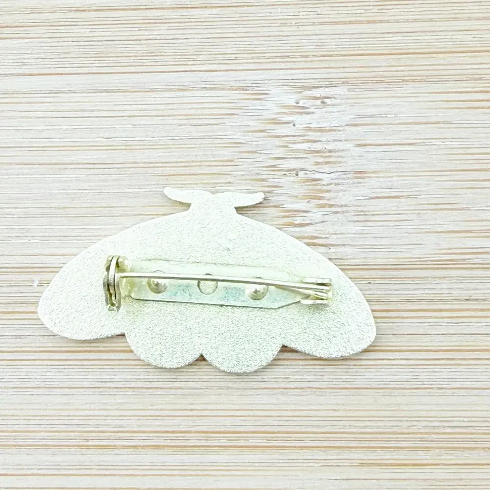 Teal Whimsical Celestial Moth with Safety Pin Back